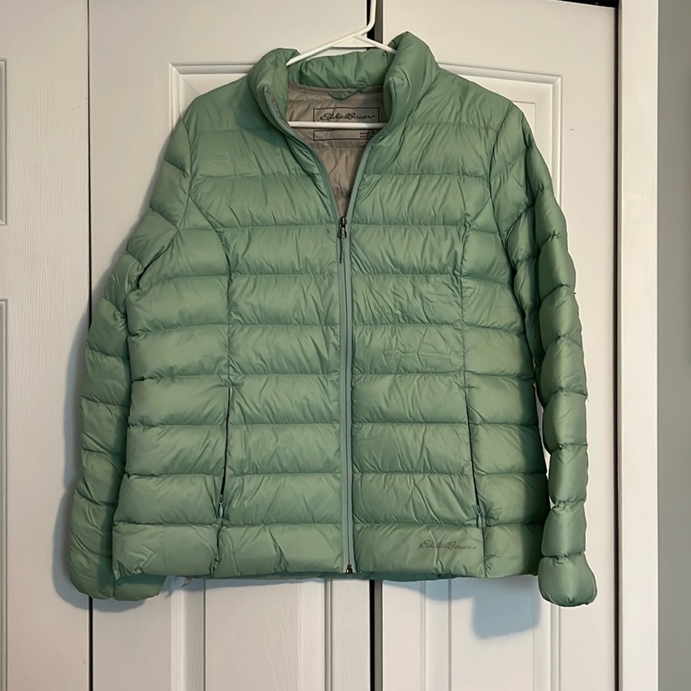 Eddie Bauer teal puffy coat